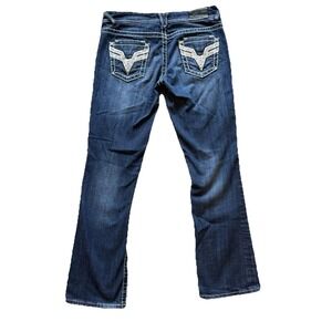 Vigoss Premium Jeans Size 11 Thick Stitch Rhinestone Pockets Dark Wash Denim